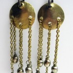 Brass and Freshwater Pearl Dangle Earrings