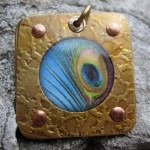 Brass Key Chain Peacock Feather