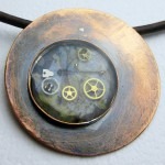 Copper Disc Dragonfly Resin Necklace