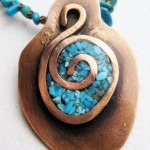 Solid Copper and Turquoise Inlay Necklace
