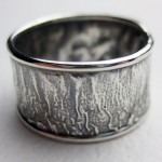 Sterling and Reticulated Silver Wide Band Ring
