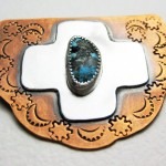 Copper, Sterling Silver and Turquoise Pendant